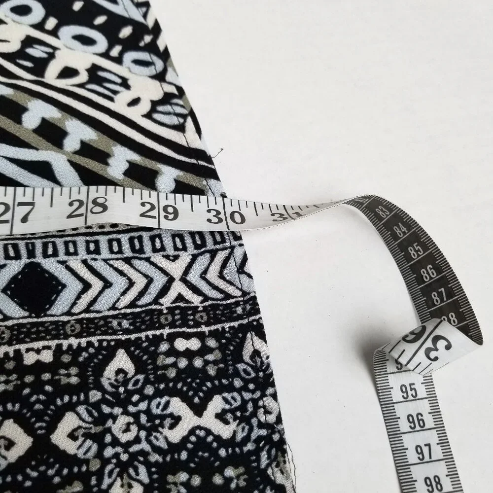 Free People Teagan Boho Tribal Print Mini Dress Bell Sleeves Black White Size S